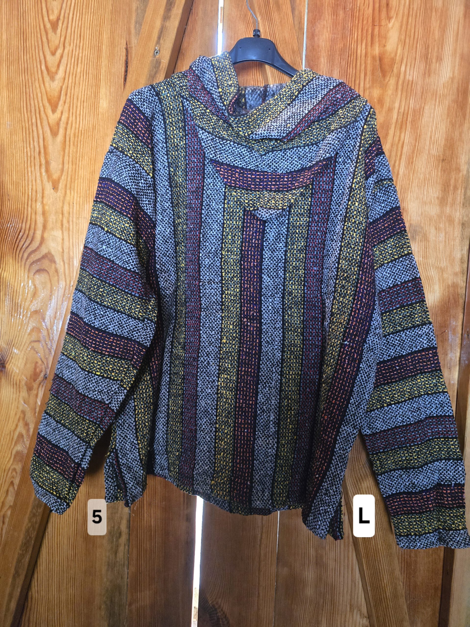 Handgefertigter mexikanischer Poncho 05, Rückseite, Größe L