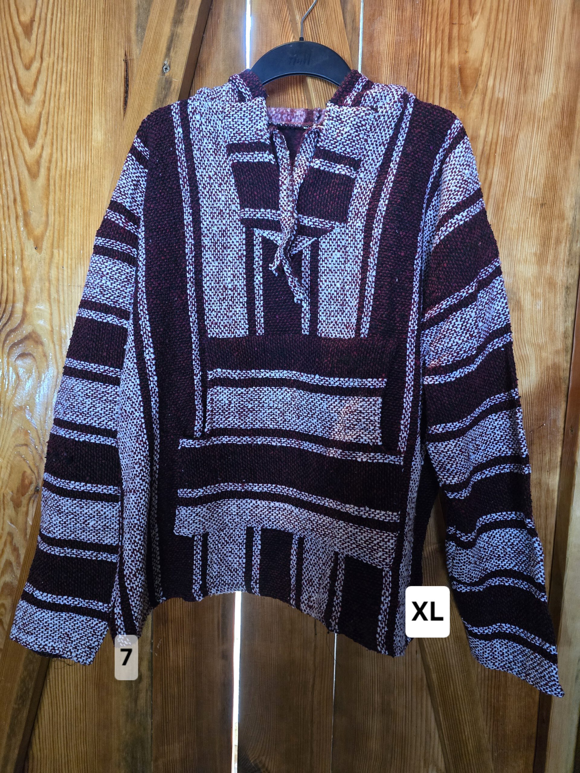 Handgefertigter mexikanischer Poncho 07, Vorderseite, Größe XL