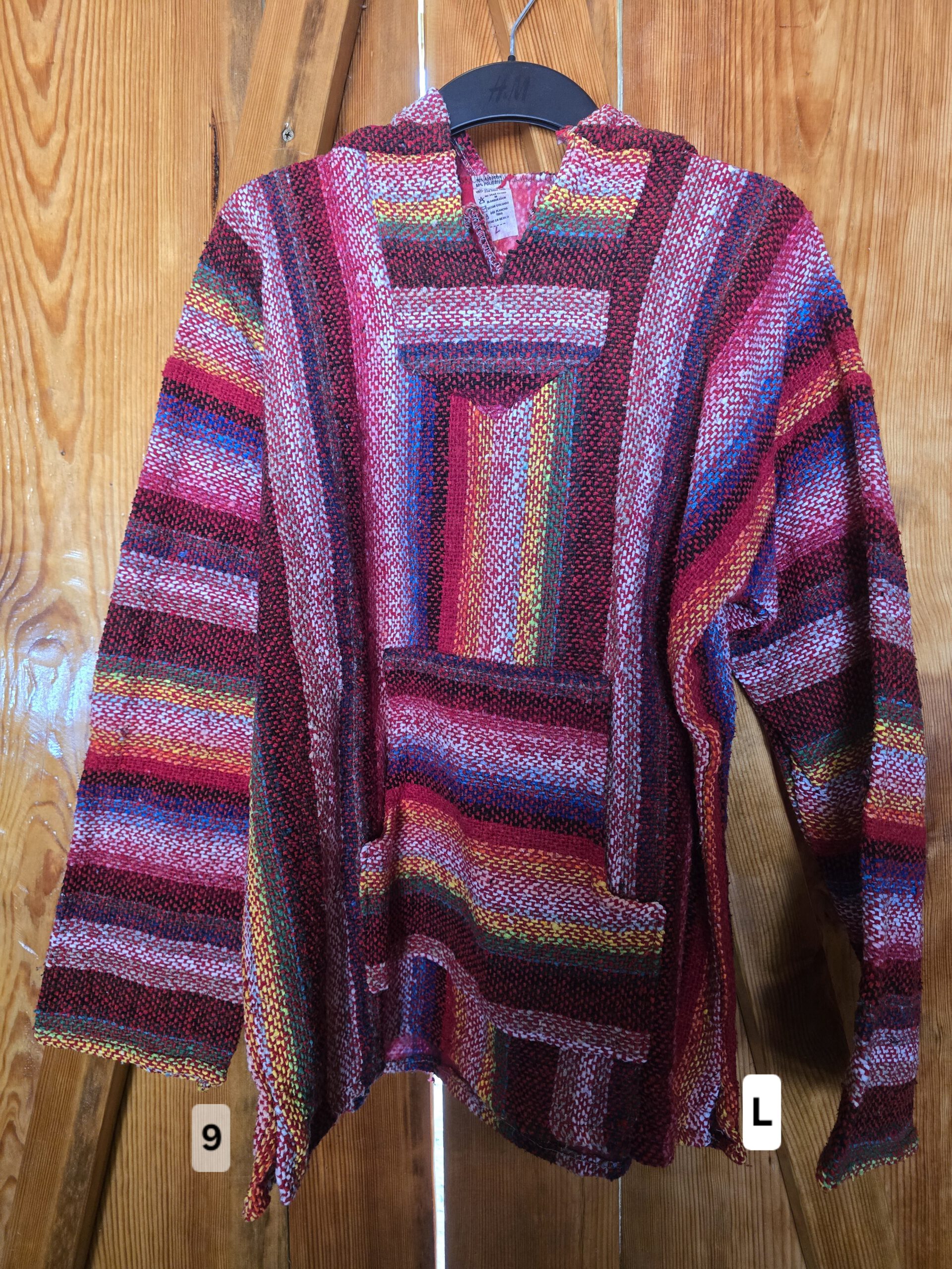Handgefertigter mexikanischer Poncho 09, Vorderseite, Größe L