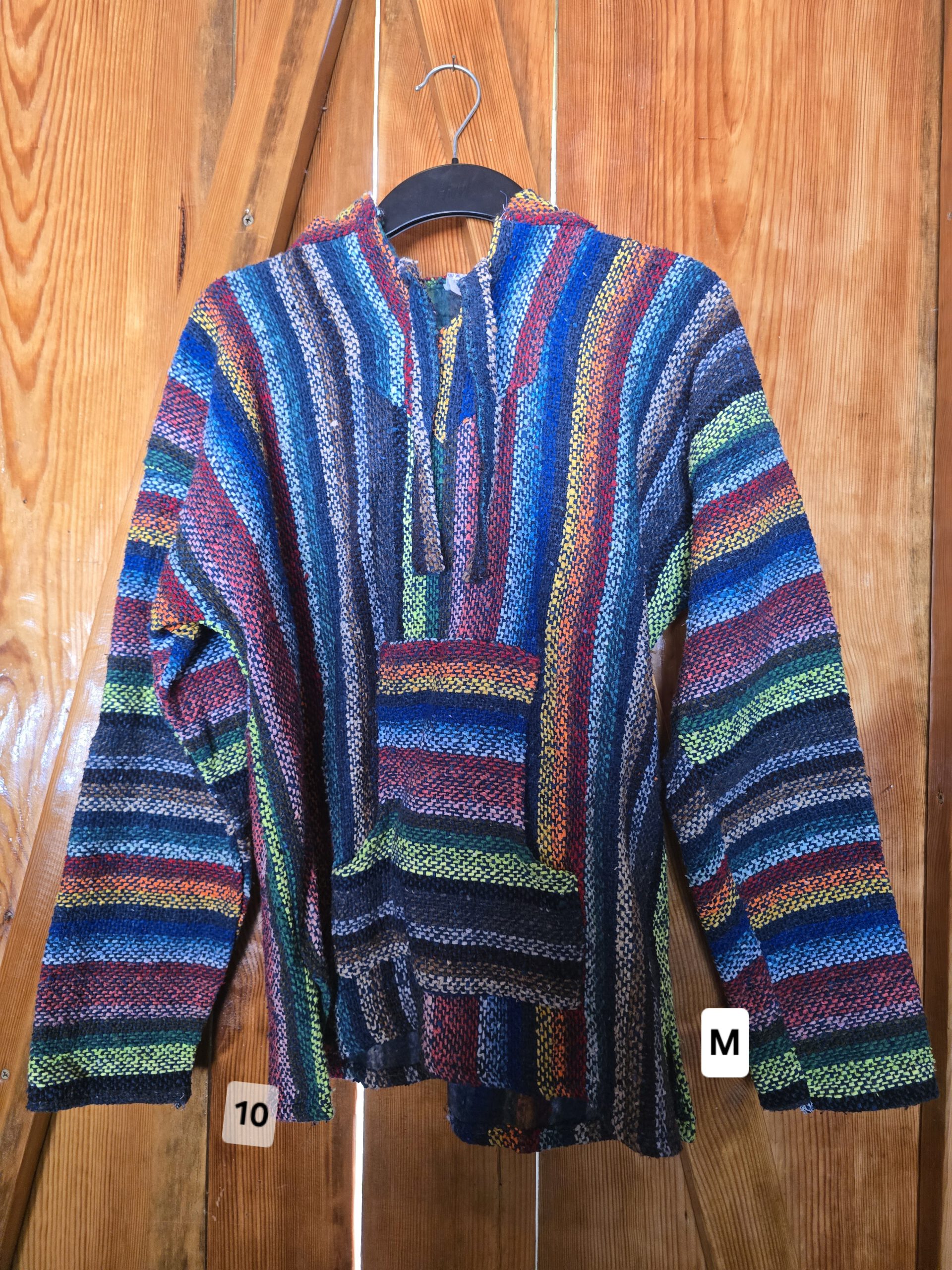 Handgefertigter mexikanischer Poncho 10, Vorderseite, Größe M