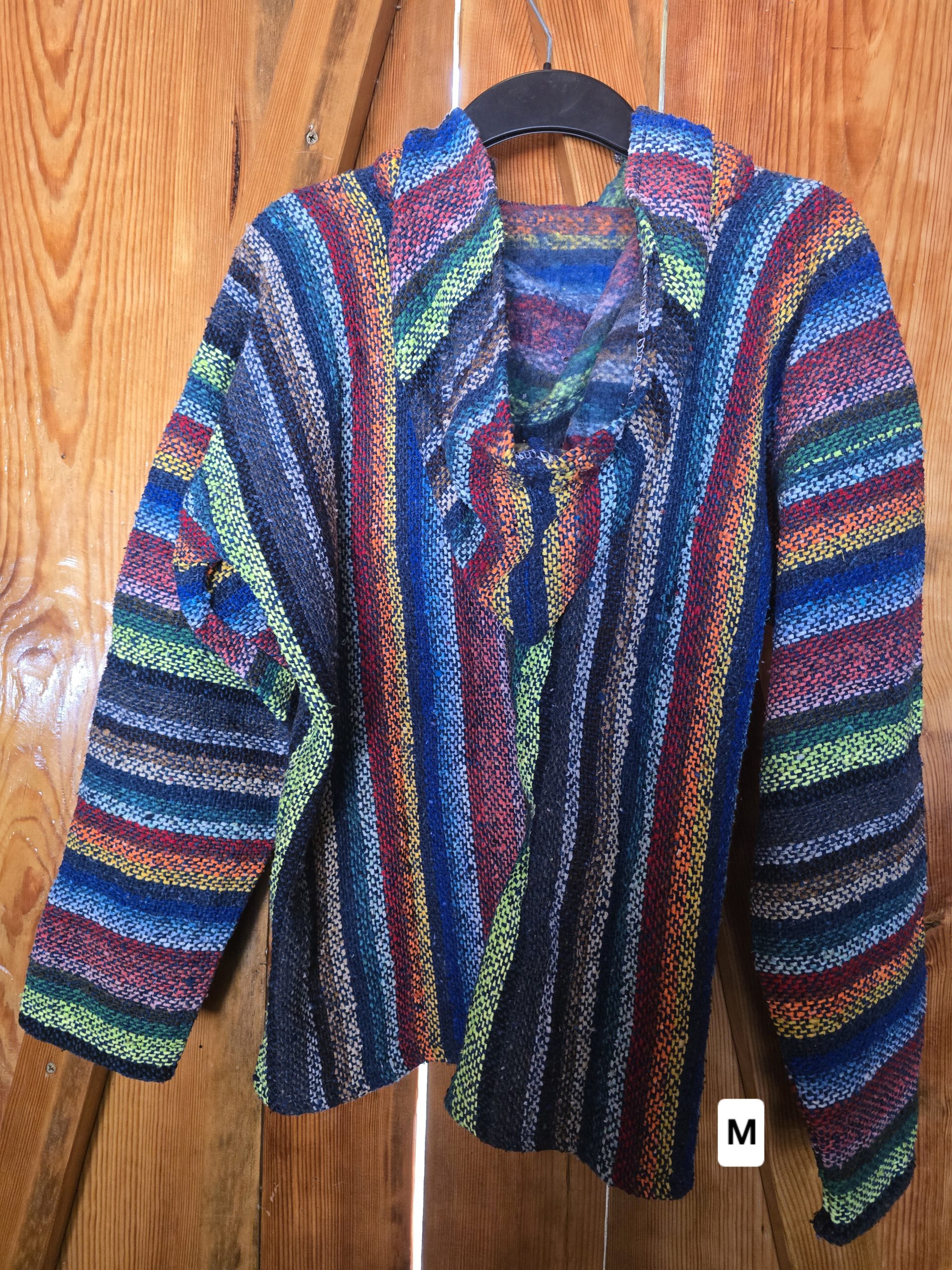 Handgefertigter mexikanischer Poncho 10, Rückseite, Größe M