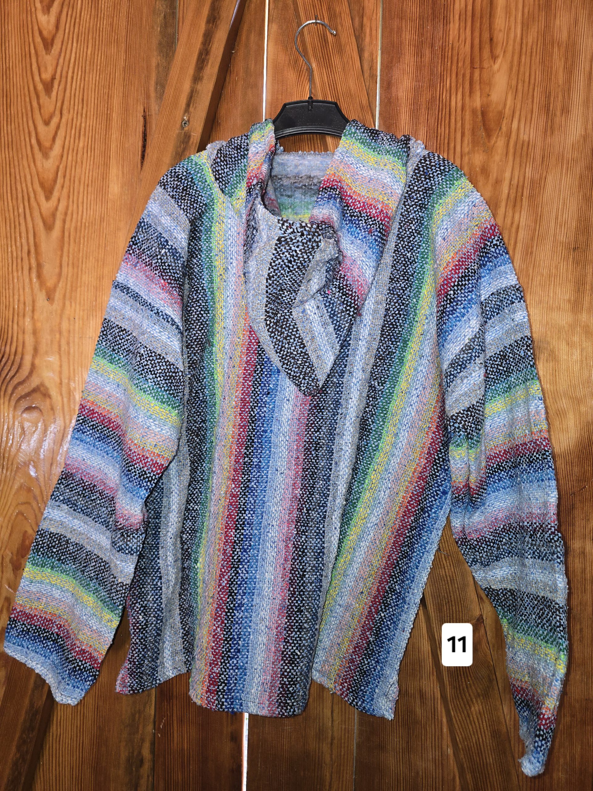 Handgefertigter mexikanischer Poncho 11, Rückseite, Größe L