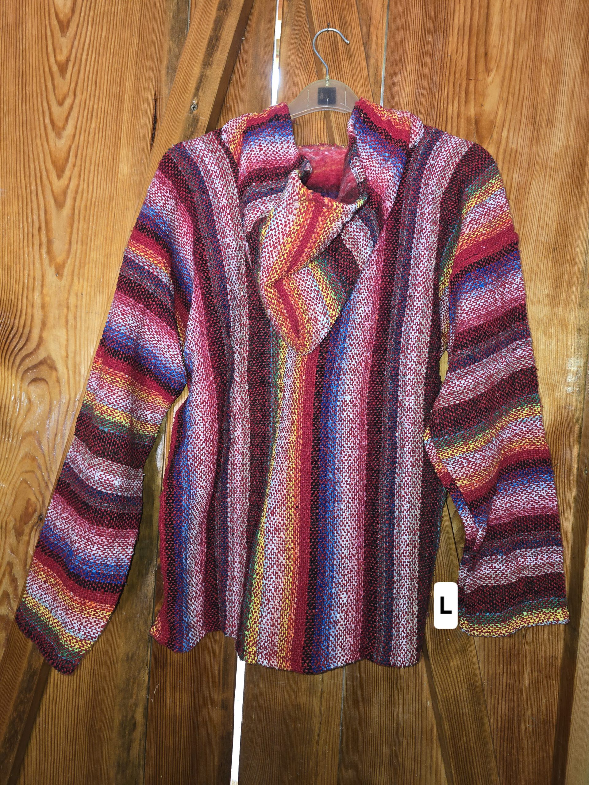 Handgefertigter mexikanischer Poncho 13, Rückseite, Größe L